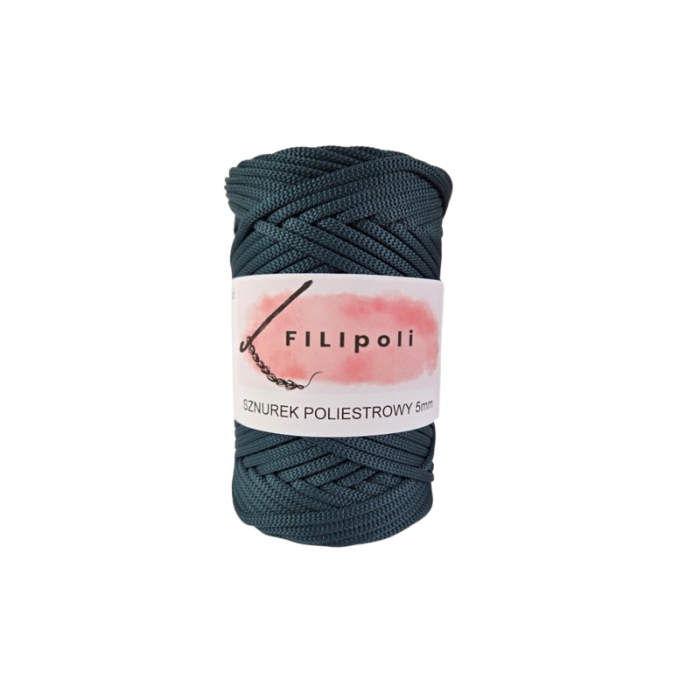 FILIpoli Sznurek poliestrowy płaski 5mm ciemna butelkowa zieleń
