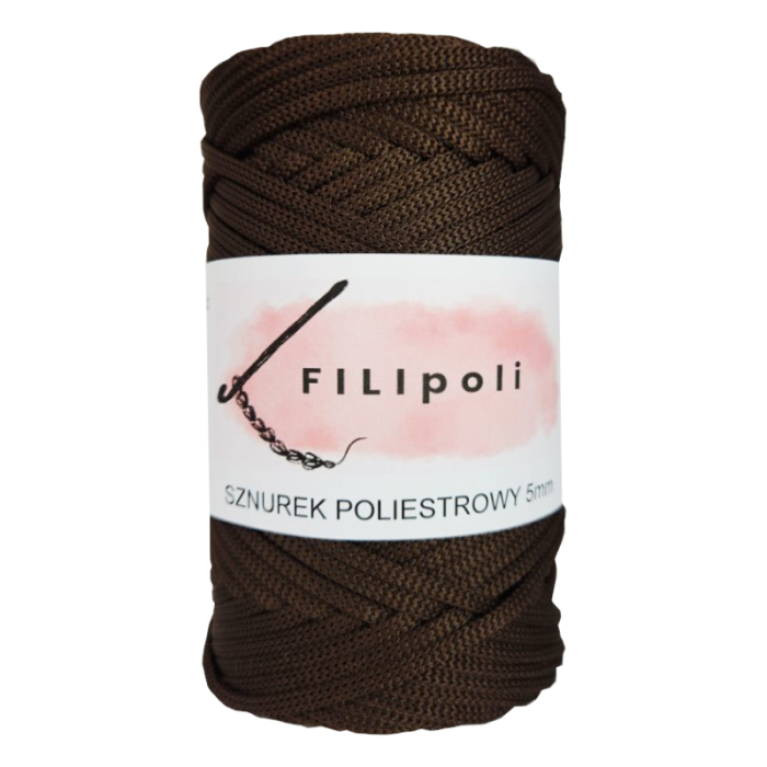 FILIpoli Sznurek poliestrowy płaski 5mm czekoladowy