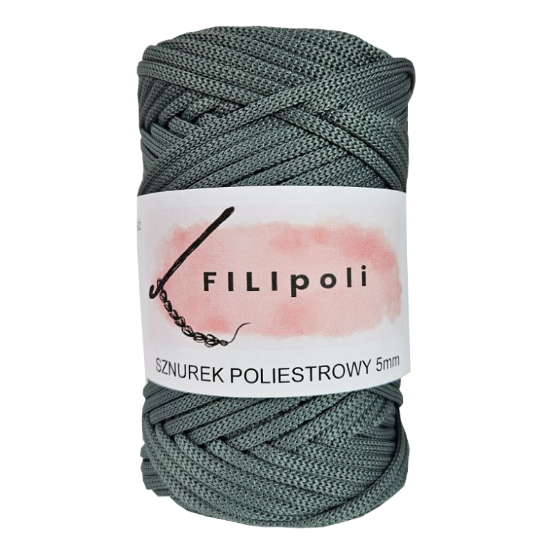 FILIpoli Sznurek poliestrowy płaski 5mm szałwia
