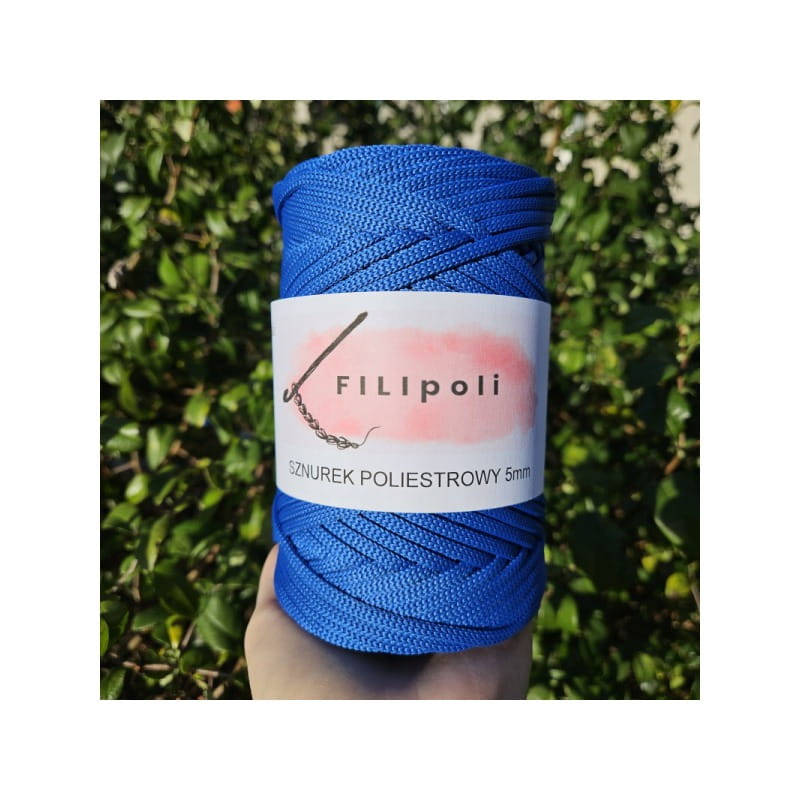 FILIpoli Sznurek poliestrowy płaski 5mm niebieski royal
