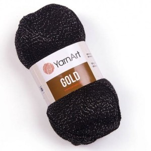 YarnArt Gold 13284 czarny ze srebrną nitką