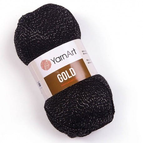 YarnArt Gold 13284 czarny ze srebrną nitką