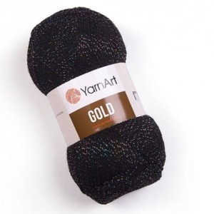 YarnArt Gold 9034 czarny z tęczową nitką
