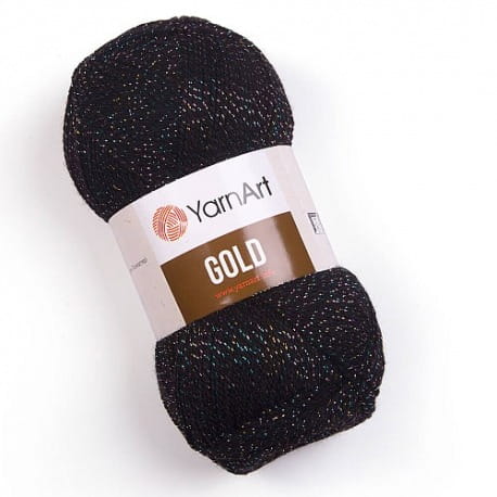 YarnArt Gold 9034 czarny z tęczową nitką