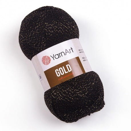 YarnArt Gold 9004 czarny ze złotą nitką