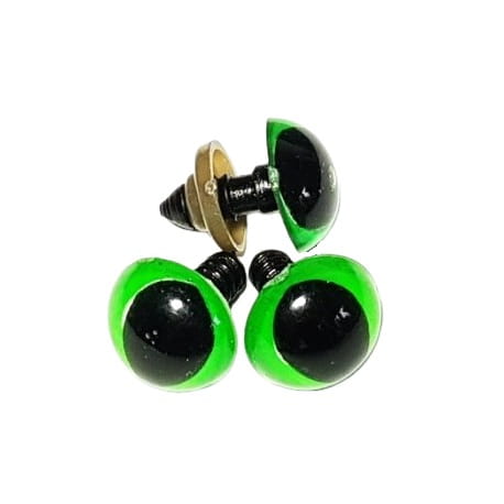 Oczy do maskotek "kocie" 14mm zielone 2szt.