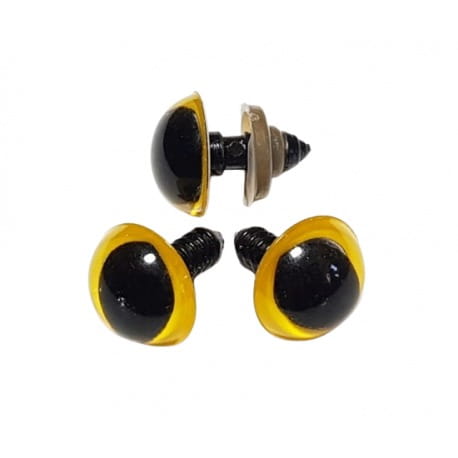 Oczy do maskotek "kocie" 14mm żółte 2szt.