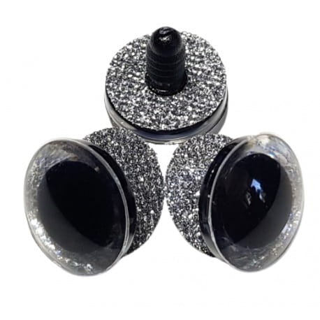 Oczy do maskotek 20mm srebrne z brokatem 2szt.
