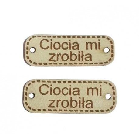 Naszywka skórzana Hand Made 65 "ciocia mi zrobiła" 10x30mm