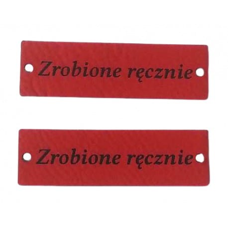 Naszywka skórzana Hand Made 100 "zrobione ręcznie" 15x50mm