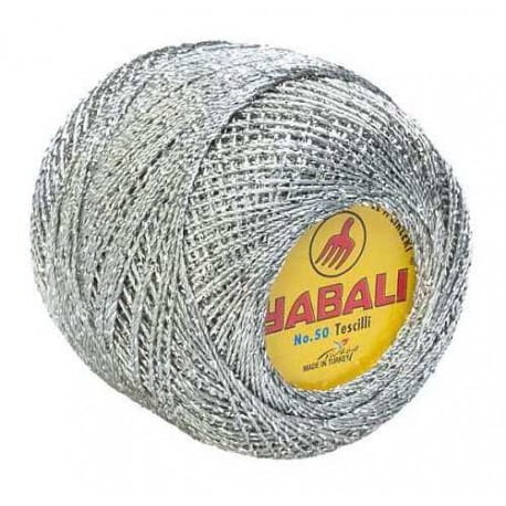 Kordonek poliestrowy Yabali srebrny ze srebrną nitką