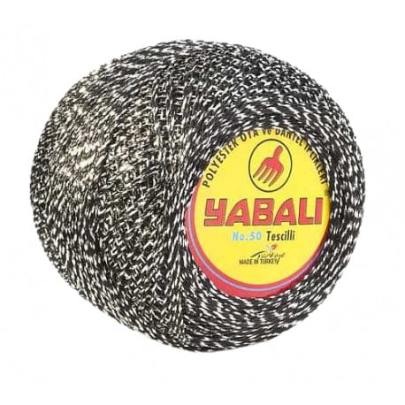 Kordonek poliestrowy Yabali czarny ze srebrna nitką