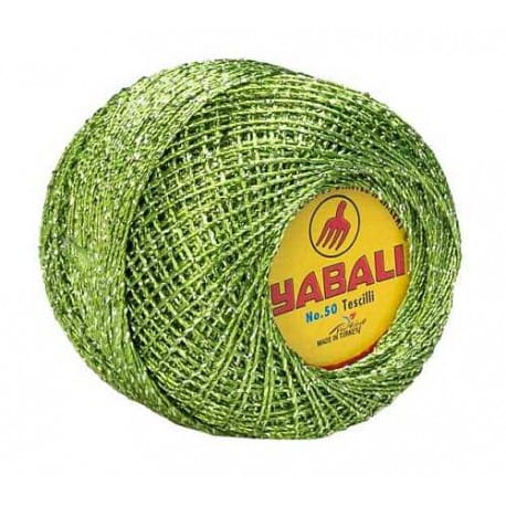 Kordonek poliestrowy Yabali zielony ze srebrną nitką
