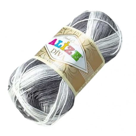 Alize Diva Batik Design 1900 biały, szary, grafitowy