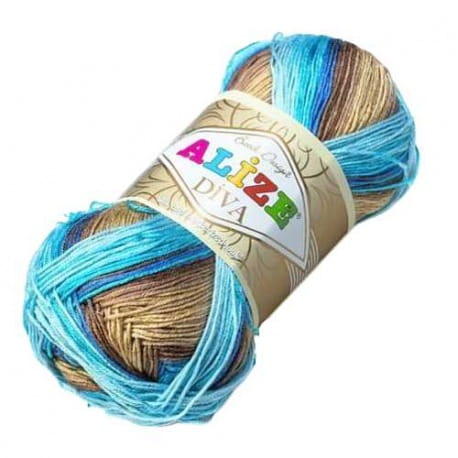 Alize Diva Batik Design 3243 brązy, turkusowy, chabrowy
