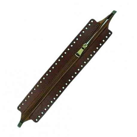 Skórzany suwak do torebek 30cm brąz