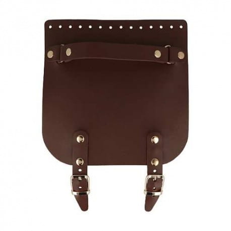 Skórzana klapka do torebki Rączka/2 Paski 20cm/20cm brąz
