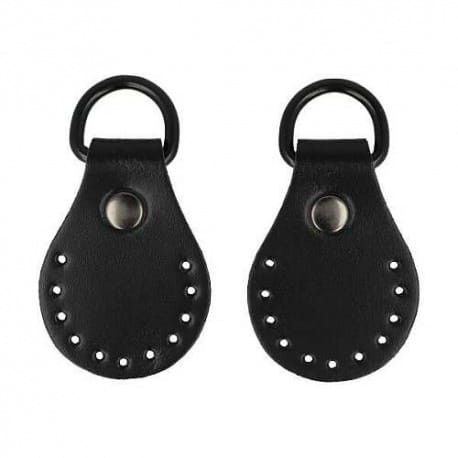 Skórzane uchwyty wszywane do Paska 4cm/6cm 2 szt. czarny